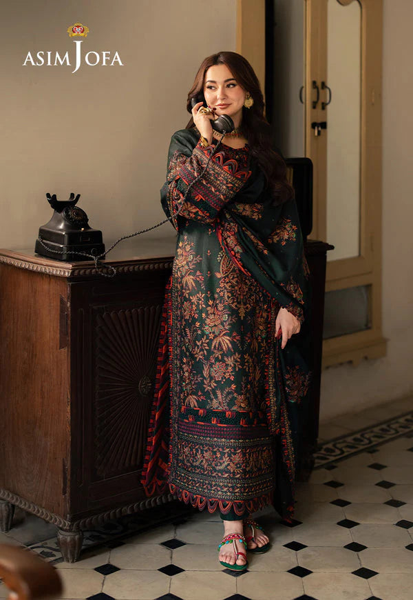 WIL AJ 0033 Fully Embroidered 3 piece With EMBROIDERED chiffon dupatta