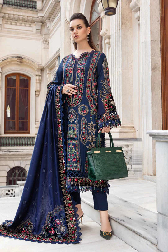 Maria B Heavy Embroidered Navy Blue Dress wil 048