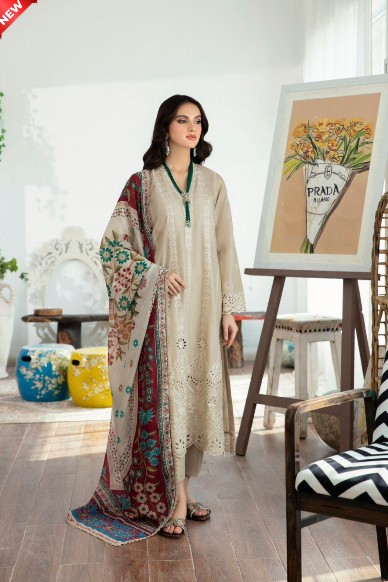 WIL LAAM 0022 Fully Embroidered 3 piece With DIGITAL PRINT DIAMOND DUPATTA