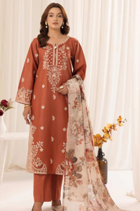 WIL MOHAGNI LAWN 0018 Fully Embroidered 3 piece With DIGITAL PRINT DIAMOND DUPATTA