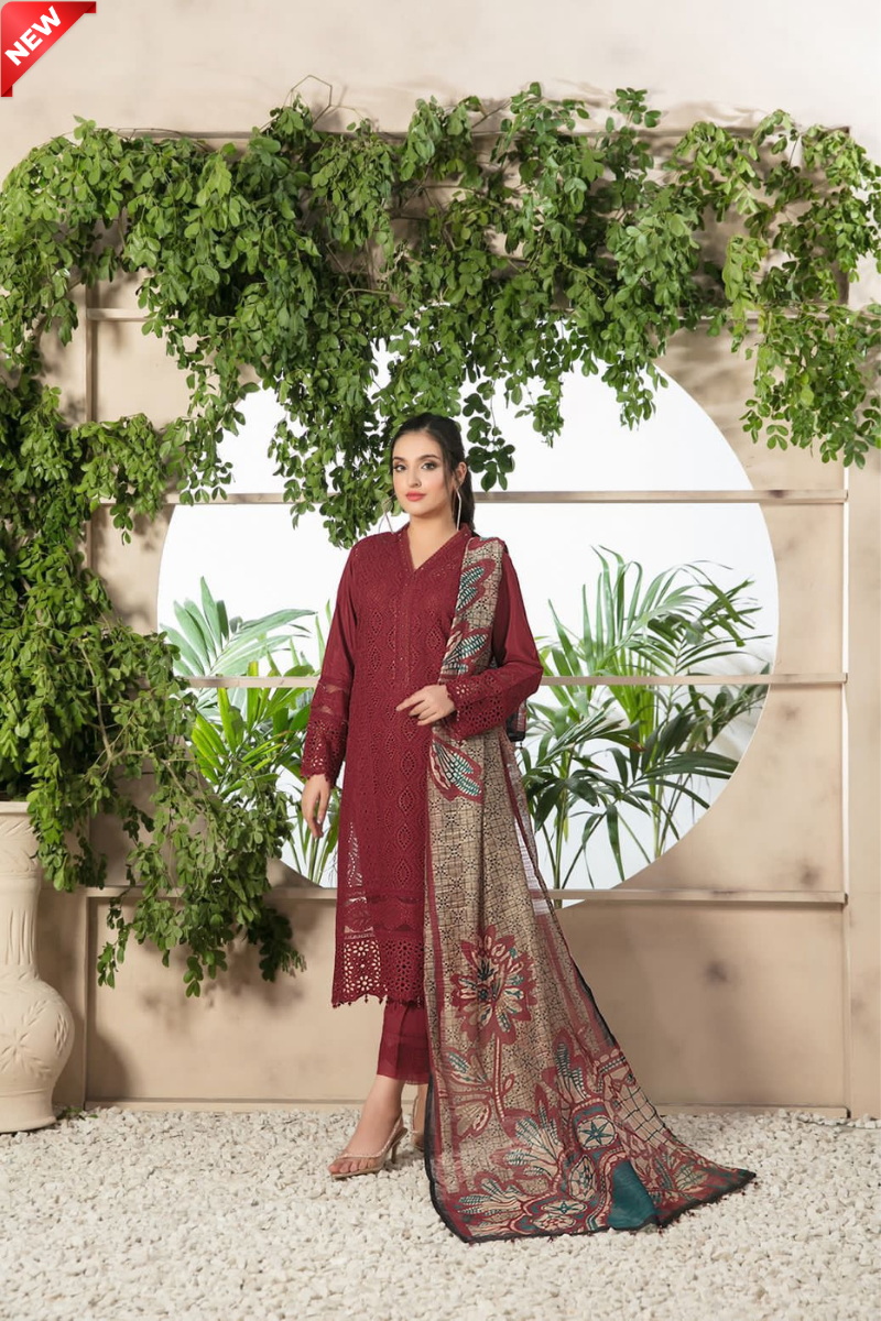 WIL MARIA B 0023 Fully Embroidered 3 piece With DIGITAL PRINT DIAMOND DUPATTA