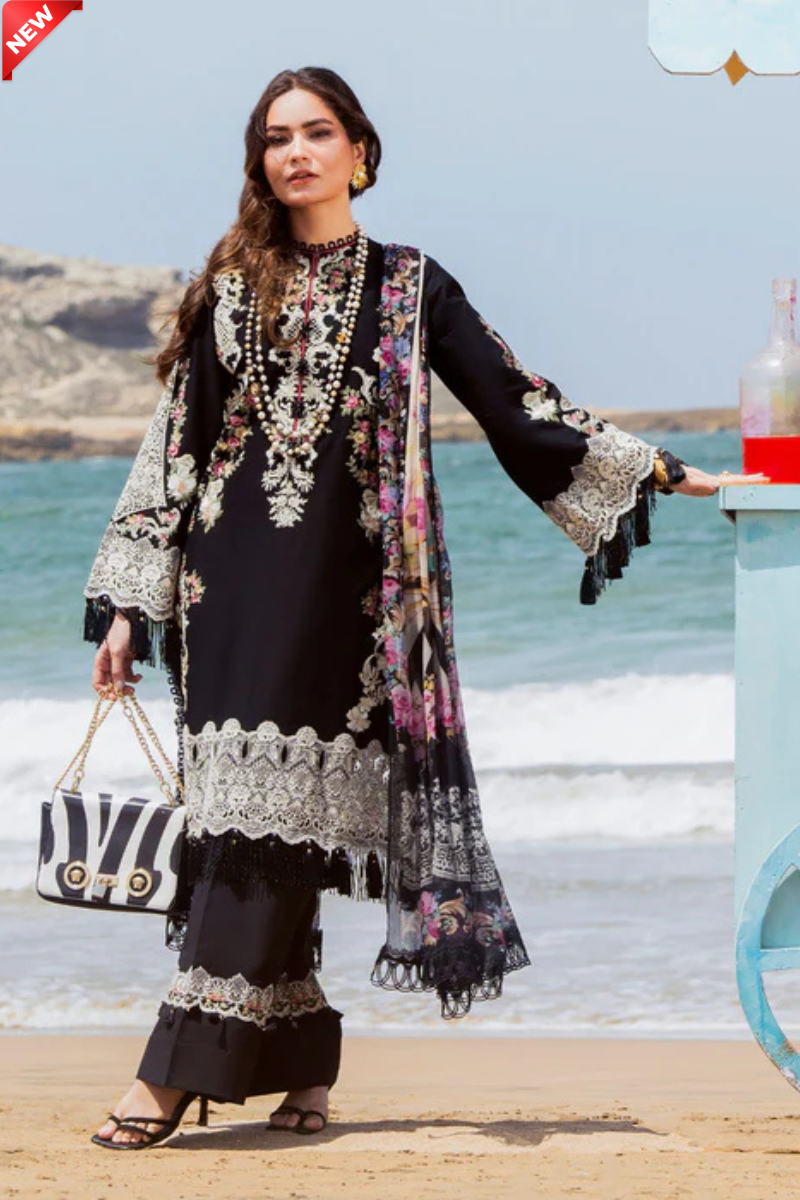 WIL ELAF 0027 Fully Embroidered 3 piece With Chiffon print dupatta