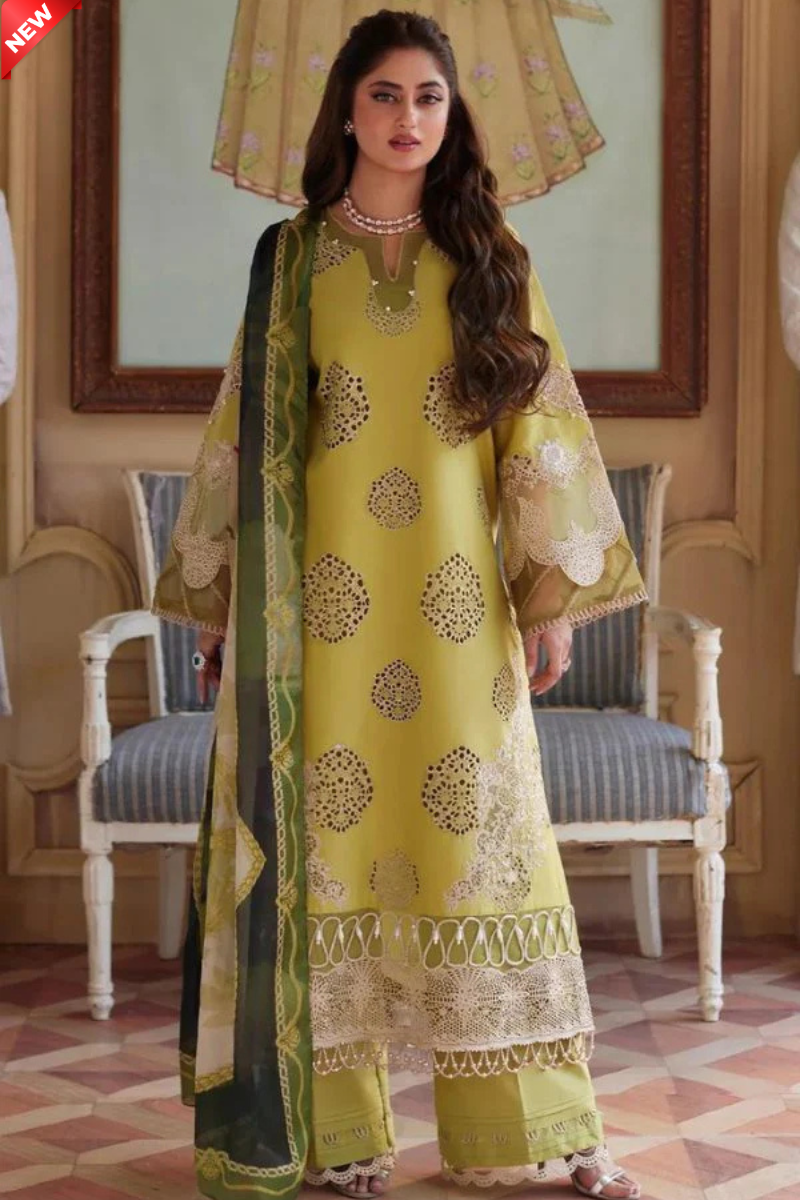 WIL ELAF 0028 Fully Embroidered 3 piece With Chiffon print dupatta