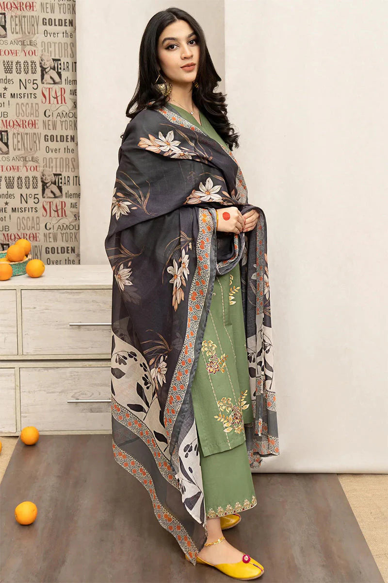 WIL ASLING 0002Fully Embroidered 3 piece With DIGITAL PRINT DIAMOND DUPATTA