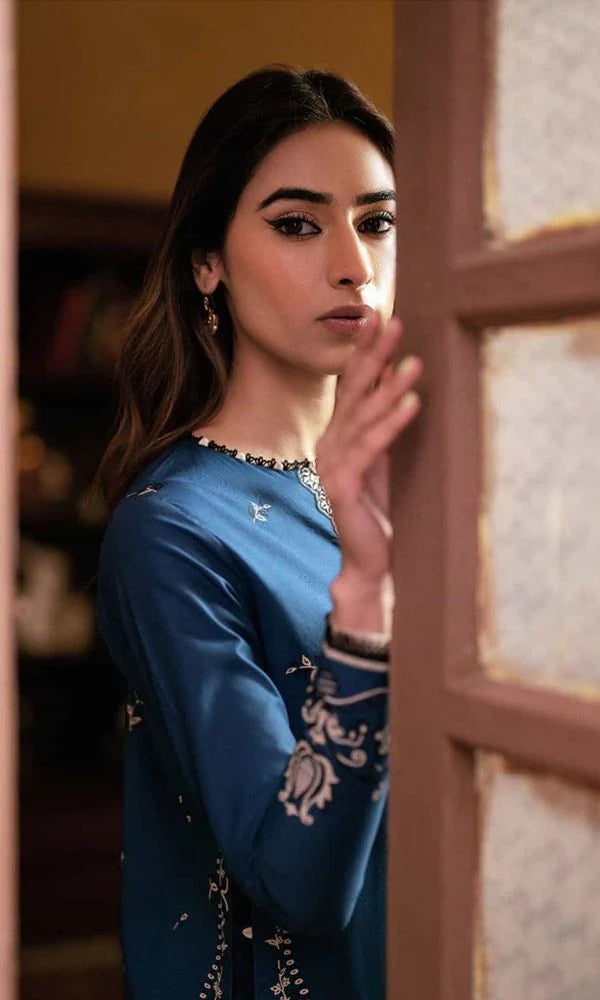 WIL SERAN 0025 Fully Embroidered 3 piece With ;Cotton net print dupatta