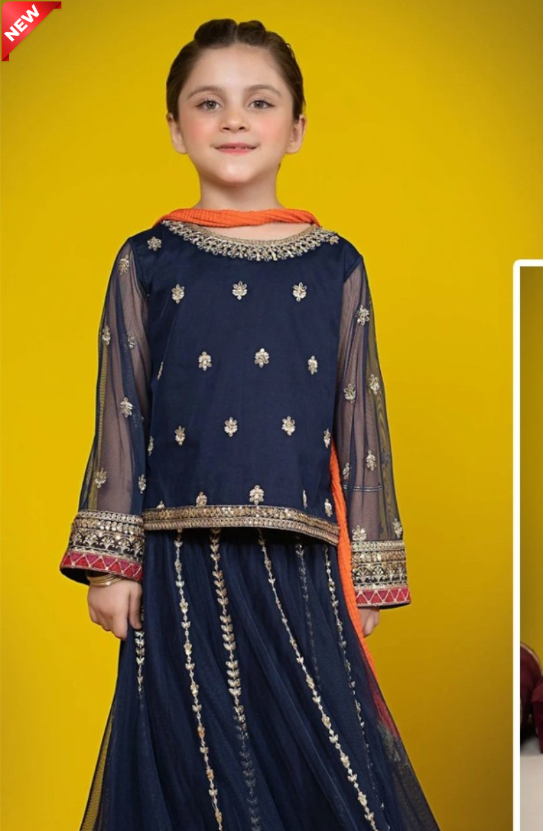 WIL MB 0006 Fully Embroidered 3 piece Kid's With Net DUPATTA