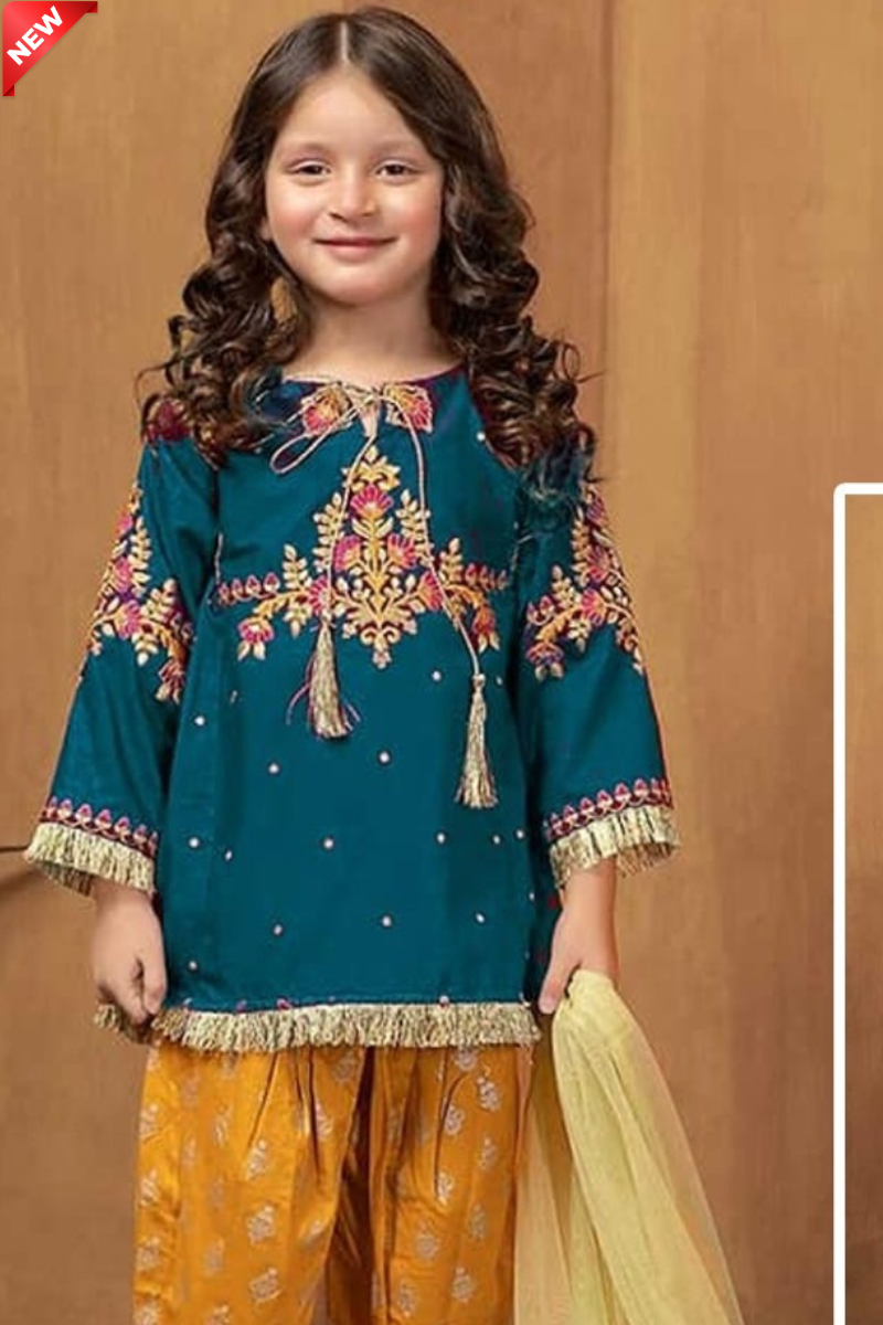 WIL MB 0005 Fully Embroidered 3 piece Kid's With Net DUPATTA
