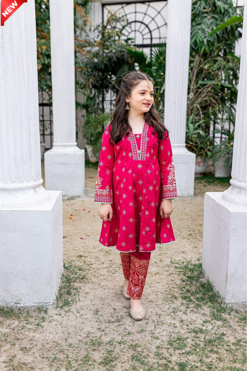 WIL MB 0003 Fully Embroidered 3 piece Kid's With Net DUPATTA