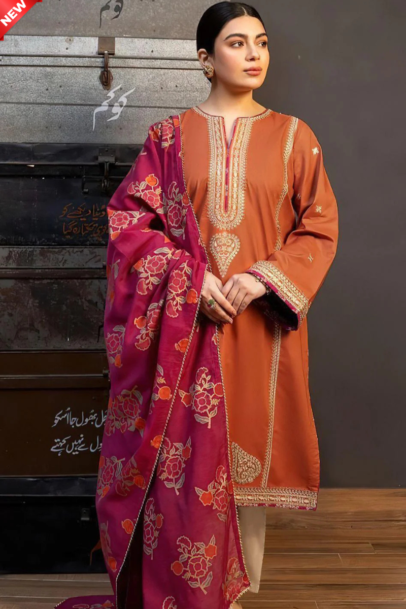 WIL LIBAS 0008 Fully Embroidered 3 piece With DIGITAL PRINT DIAMOND DUPATTA