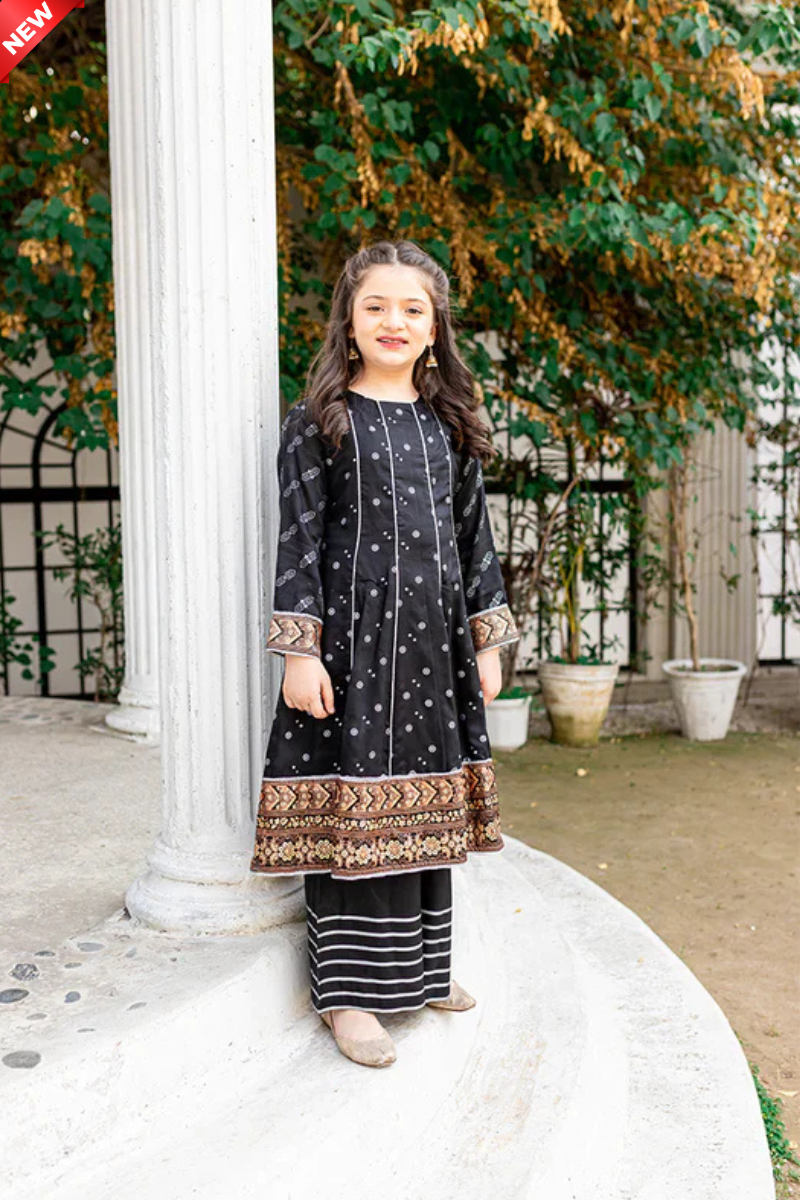 WIL MB 0002 Fully Embroidered 3 piece Kid's With Net DUPATTA