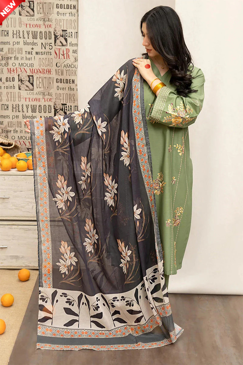 WIL ASLING 0002Fully Embroidered 3 piece With DIGITAL PRINT DIAMOND DUPATTA