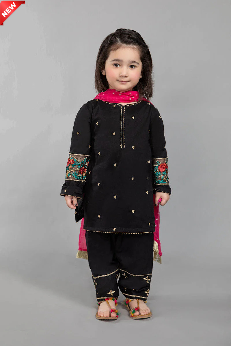 WIL MB 0001 Fully Embroidered 3 piece Kid's With Net DUPATTA