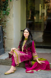 WIL  OMAL 0010 Fully Embroidered 3 piece With BAMBER TYE N DYE DUPTTA WITH LACE