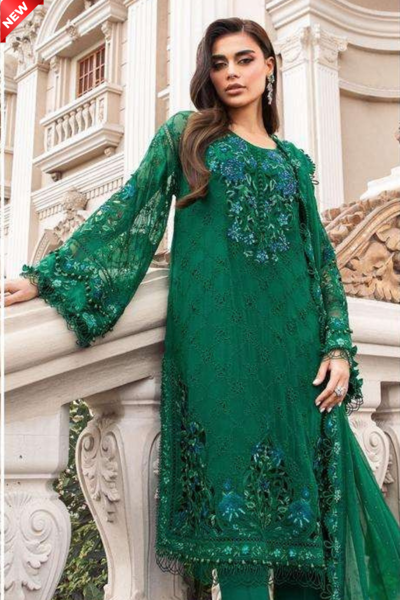 WIL MB 0031 Fully Embroidered 3 piece With Organza Embroidered dupatta Ready to wear