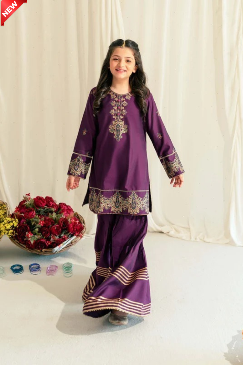 WIL MB 0009 Fully Embroidered 3 piece Kid's With Net DUPATTA