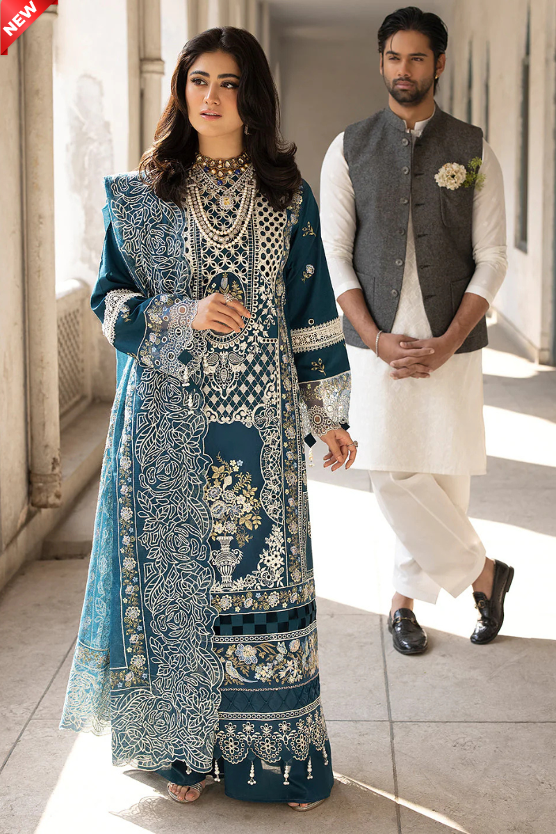 WIL MAHNUR 0030 Fully Embroidered 3 piece With Organza Embroidered dupatta Ready to wear