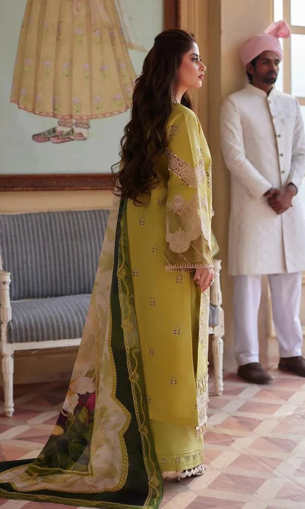 WIL ELAF 0028 Fully Embroidered 3 piece With Chiffon print dupatta